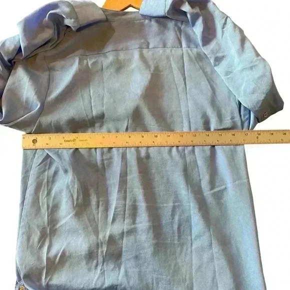 Calvin Klein Women's Royal Blue Roll Up 3/4 Sleeves Button Down Blouse Shirt XS - Picture 15 of 16